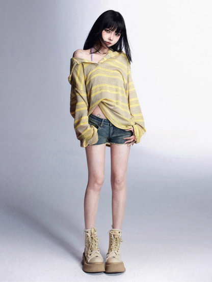 Loose Protection Gelb/Schwarzes Sonnentop mit Kapuze