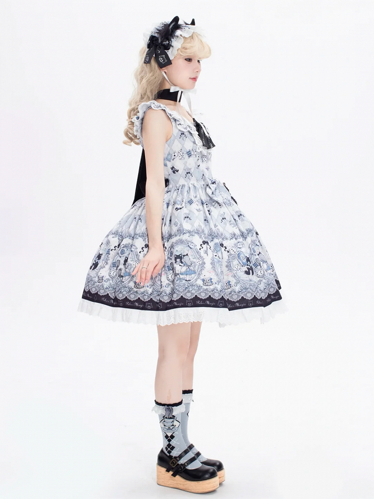 Ears Plush Blue Hairband Black Kitty