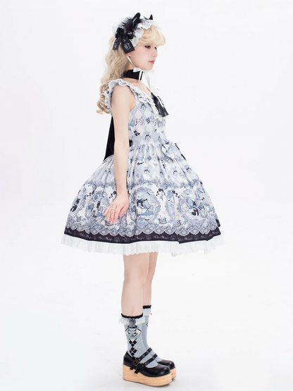 Ears Plush Blue Hairband Black Kitty