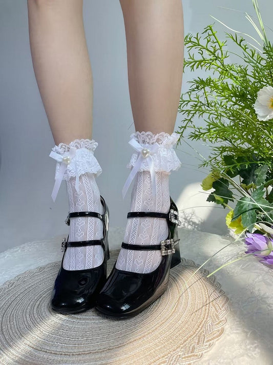 Style 3-Color Bow Ruffle Lace Lolita Socks