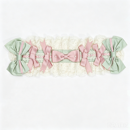 Green Lace Hairband Purple Bowknots - Pumpkin Planet