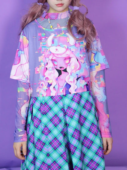 Cartoon buntes Kleid Plaid Print Muster