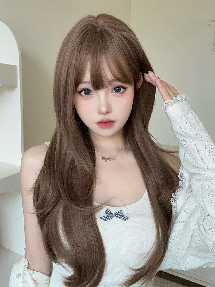 Wig Light With Wavy 72CM Air Brown Bangs Length