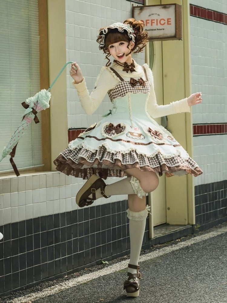 Shape Green Lolita Heart Mint JSK Applique Cake Hem and Embroidery Pompompurin