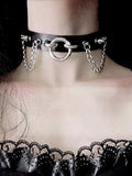 Punk Black Spiked Choker with Chain Detail - Mr. Cat