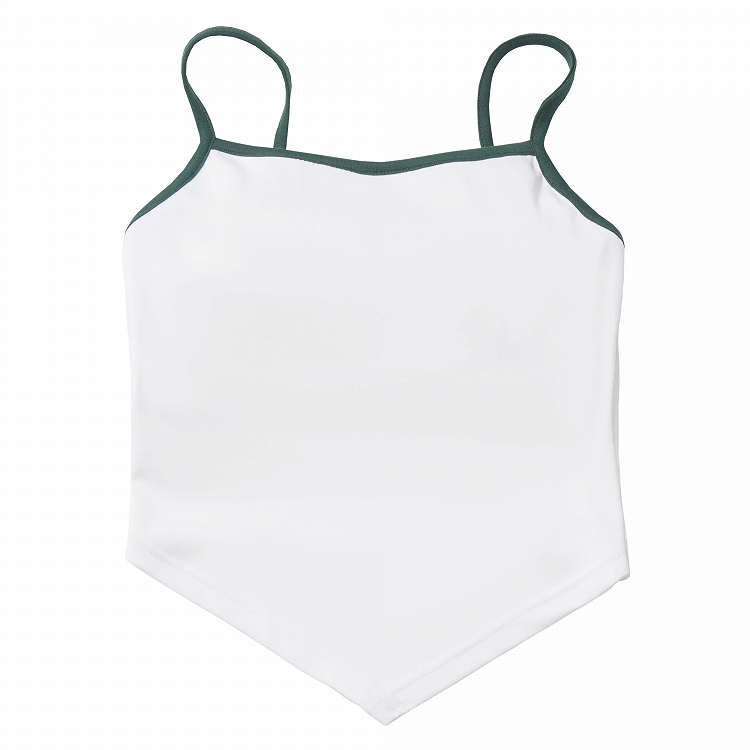 Contrast Green Trim White Cami Top