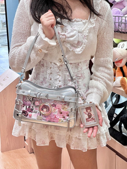 6 Colors Transparent Crossbody Ita Shoulder Bag with Cat Theme - Wudong Shop