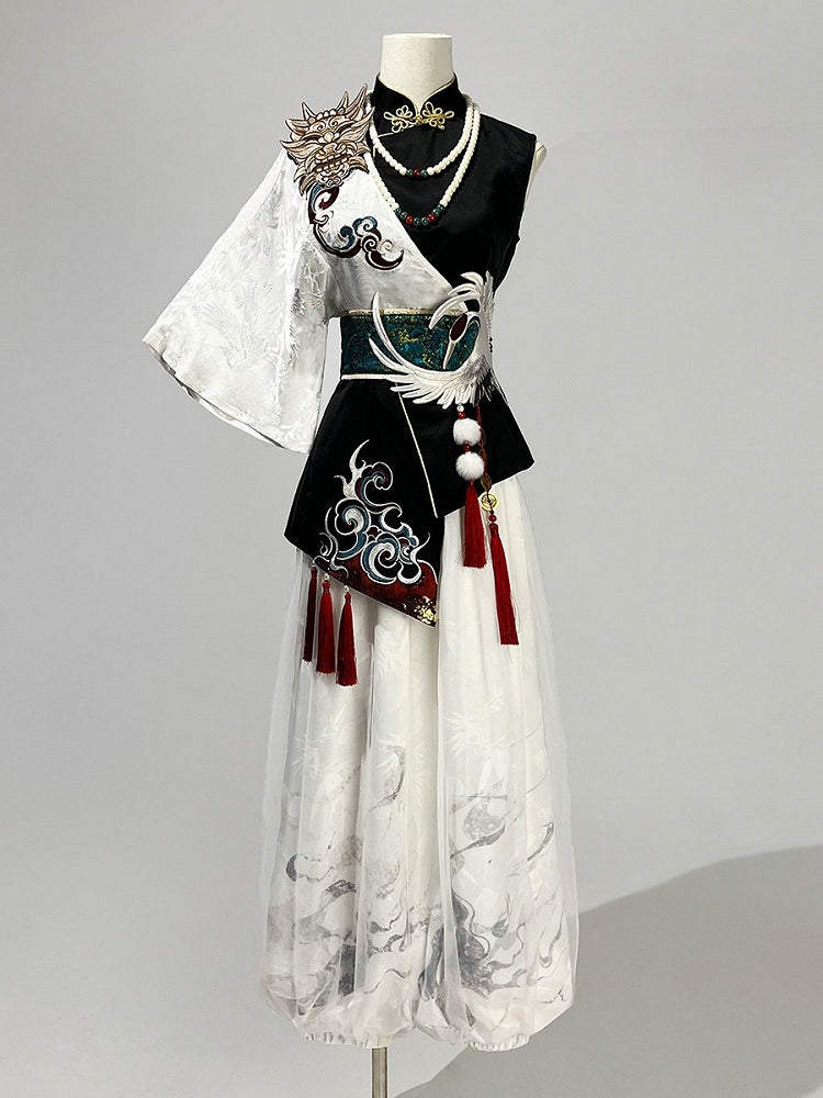 Asymmetrical Hanfu Lolita Set with Tassel Details - Han Ru Chu Hanfu & Han-Element Studi