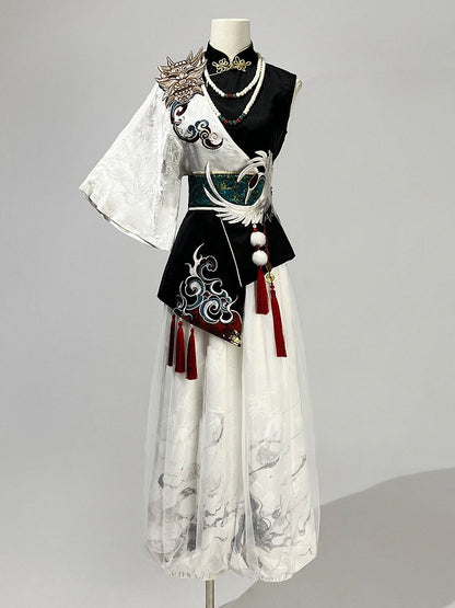 Asymmetrical Hanfu Lolita Set with Tassel Details - Han Ru Chu Hanfu & Han-Element Studi