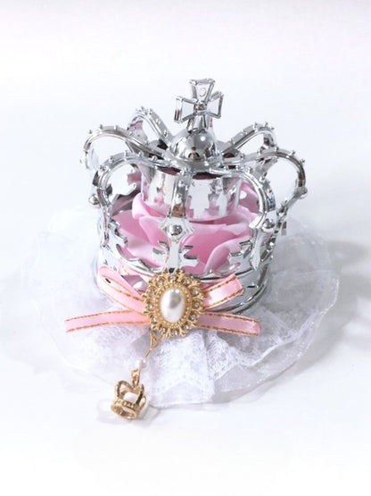 Headpiece 4 with Bead Options Lace White Lolita Bow Accents Crown Color and – Based Silver