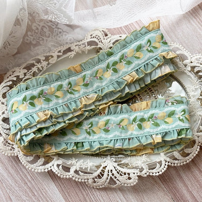 Green Yellow White / Print Belt Lemon Waist