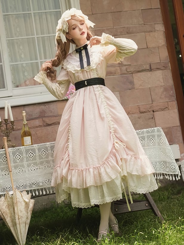 Versatile Bows and Pink Design Dress Lolita Fashion Black Waist Belt Drawstring with