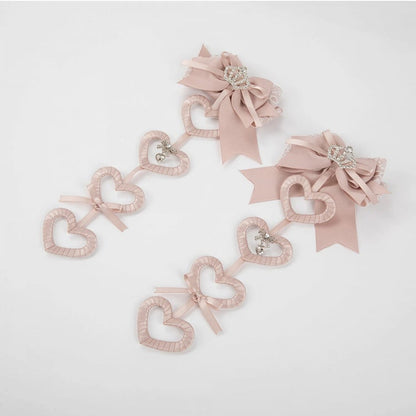 Heart Jirai Kei Dangle Black) Pink Hair Set 2-Color Clip (Pastel