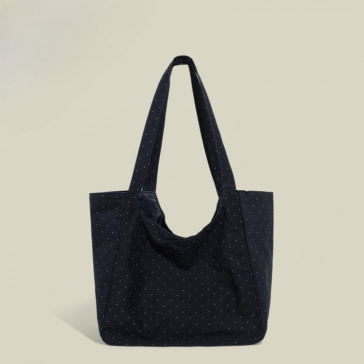 Dark with Bag Detail Shoulder Dotted Tote Blue