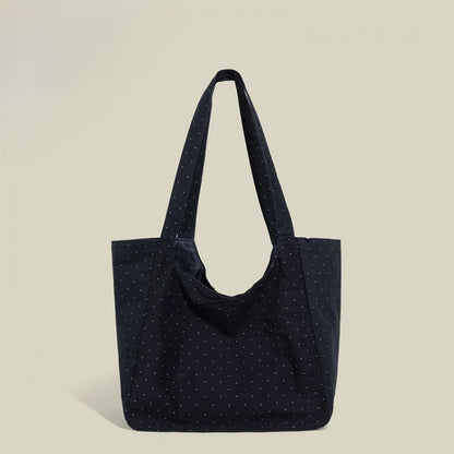 Dark with Bag Detail Shoulder Dotted Tote Blue