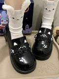 PU with Style Shoes Mid-heel Slip-On Black Preppy