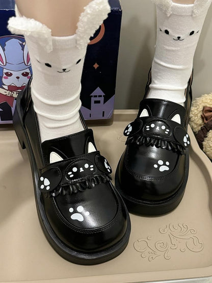 PU with Style Shoes Mid-heel Slip-On Black Preppy