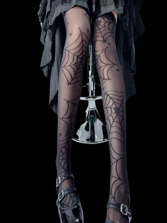 Stockings Web Gothic Colors: Spider (2 Black White) Print