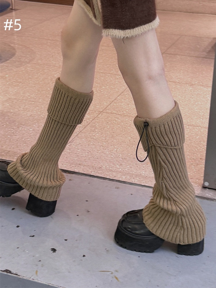 8 Options Drawstring Knitted Leg Warmers