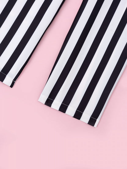 Clown Motif Corset Belt Striped High-Waist Trousers - DevilInspired Exclusive Collection