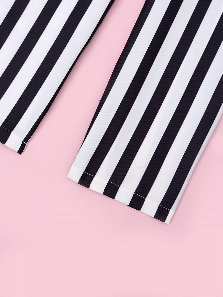 Clown-Inspired High-Waist Striped Pants with Corset Belt - DevilInspired Exclusive Collection