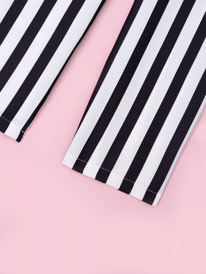 Clown-Inspired High-Waist Striped Pants with Corset Belt - DevilInspired Exclusive Collection
