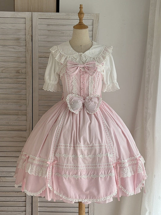 ロリータ オールドスクール ジャンパー裾 ピンクドレストリム スカラップエッジスカート