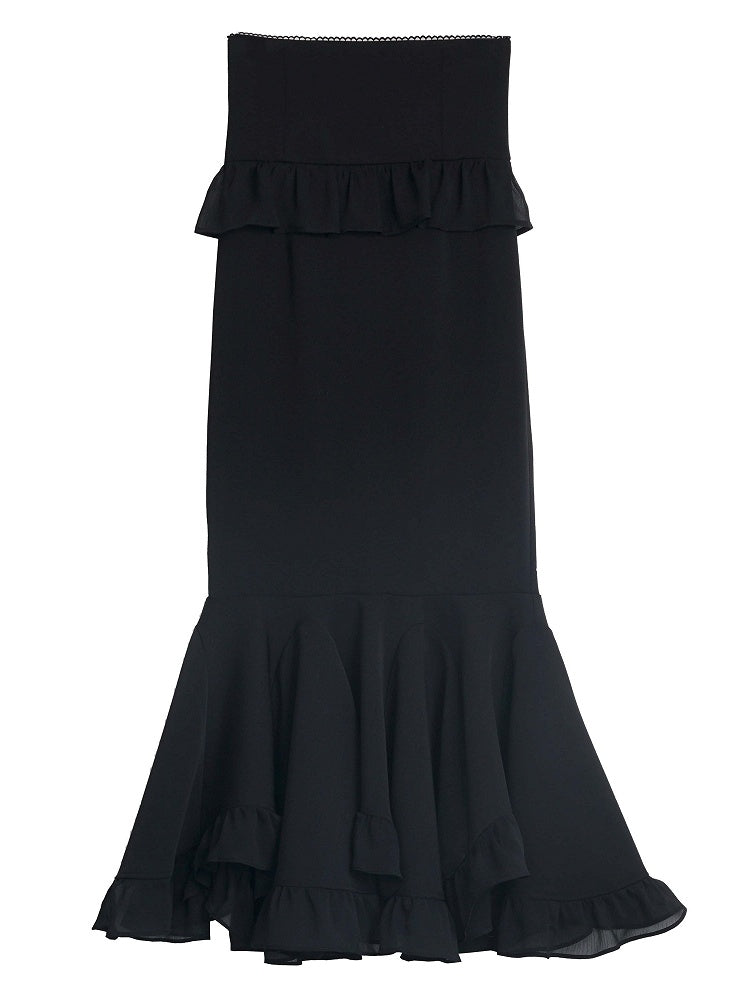 Schwarzer Maxi-Meerjungfrauenrock mit hoher Taille