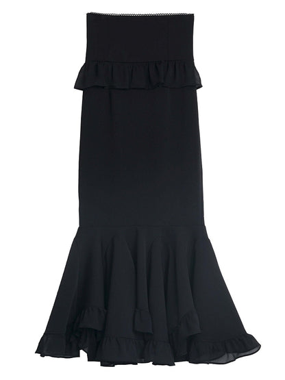 Schwarzer Maxi-Meerjungfrauenrock mit hoher Taille