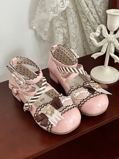 in Mary Details Bow Janes Pink Sweet Lolita with PU