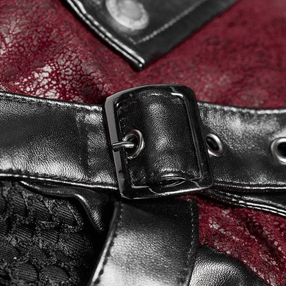 Leather Faux Rubberized Red Punk Windbreaker