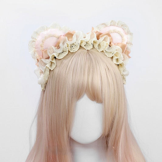 Spitzenohr und Details süß mit KC Lolita rosa/grün/brauner Bärenschleife