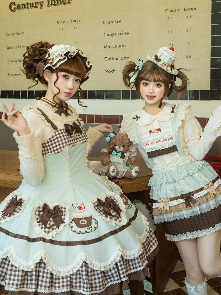Shape Green Lolita Heart Mint JSK Applique Cake Hem and Embroidery Pompompurin