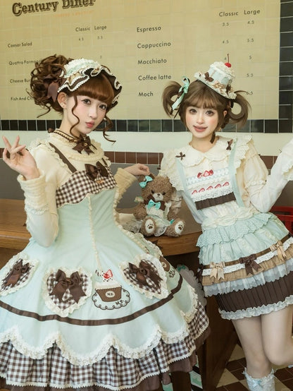 Shape Green Lolita Heart Mint JSK Applique Cake Hem and Embroidery Pompompurin