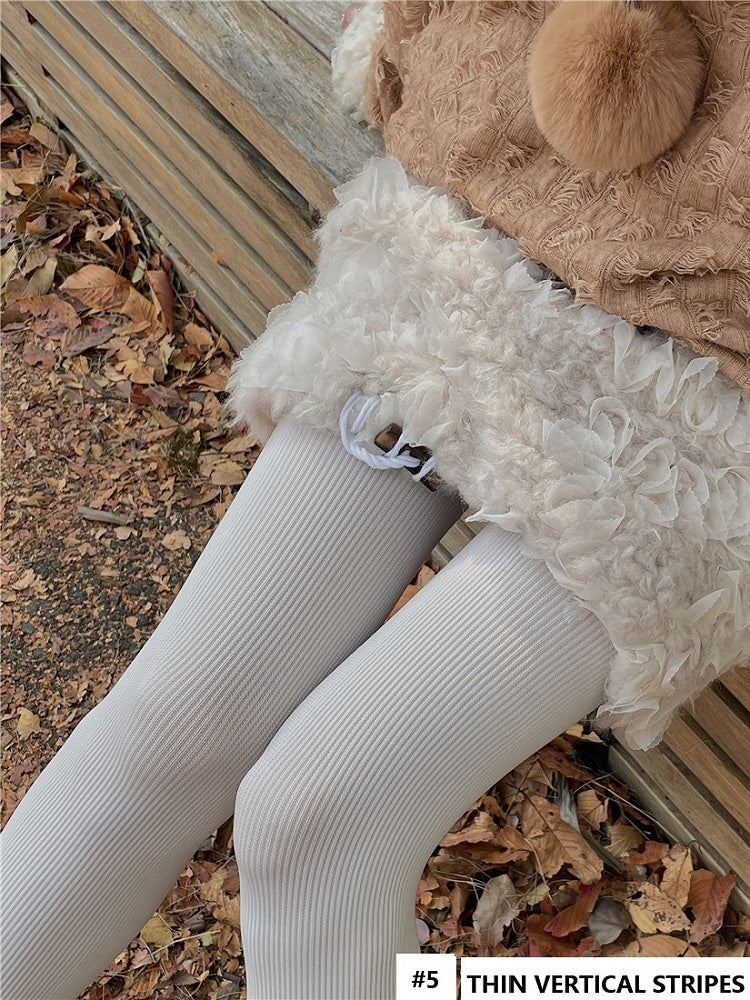 Pattern Options Tights White Striped With 5