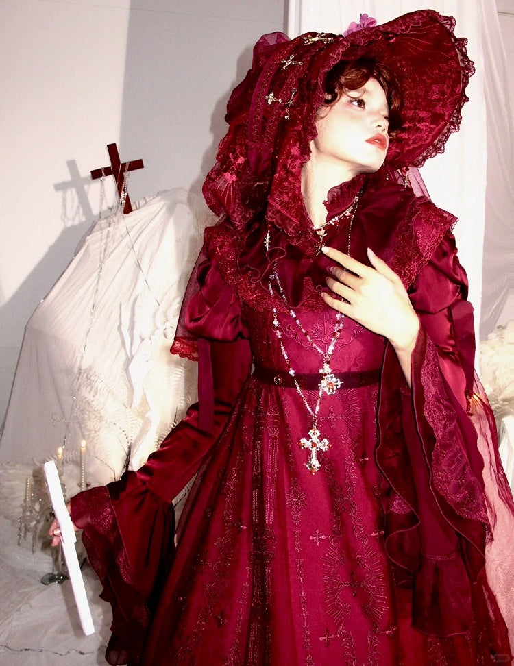 Red Cathedral Empire Waist Dress Gothic Lolita JSK