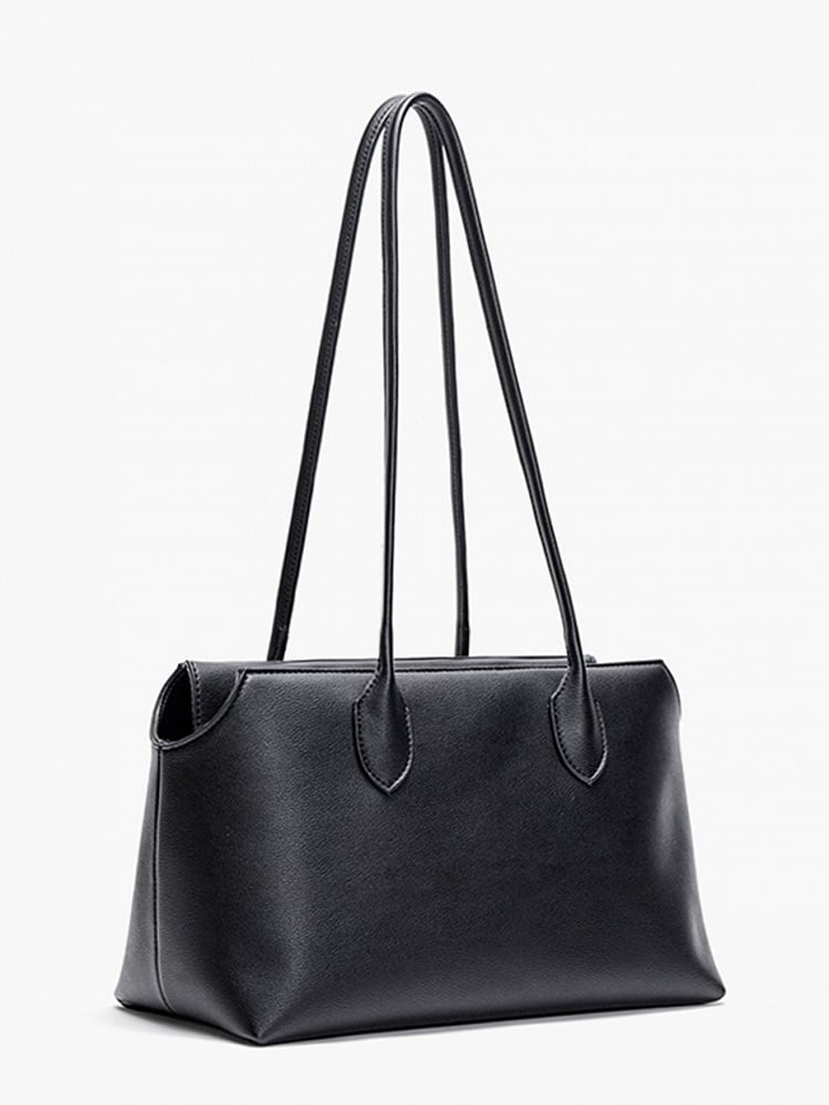 Black Minimalist Soft-Sided One-Shoulder Tote Bag - Spacious And Stylish