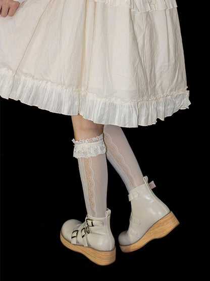 - Plateaus Off-White Vintage Runde Holzsohle 3 Riemen Zehenbereich cm Keilabsatz Maserung Schnalle 3–5