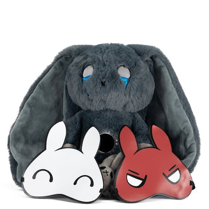 A Two Plush Bunny Guro Crying Masks Detachable Gray Kawaii with Bag Canvas