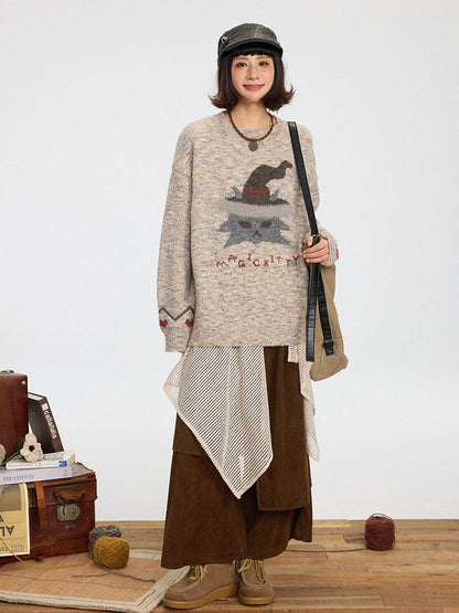 Asymmetrical Cut Pants 3 Wide-leg Design Colors
