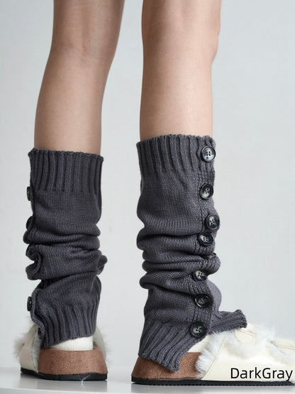 Knitted Split 6 Colors Warmers Leg Design Button