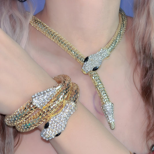 バングルネックレスセット付きデザイン スネークゴールド