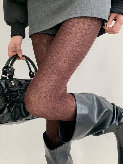 Fine Colors) Slimming (6 Ribbed Tights