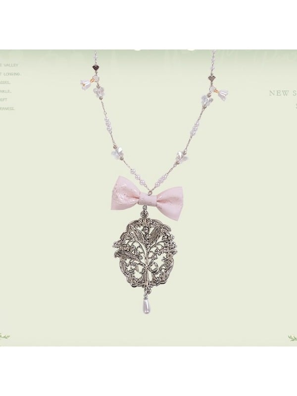 Classic Bow Pendant Necklace in Four Colors - Mademoiselle Pearl