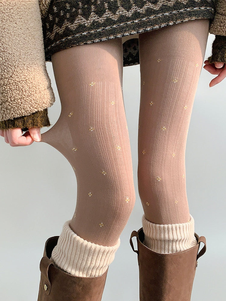 Floral Colors) Ditsy Ribbed Tights (4