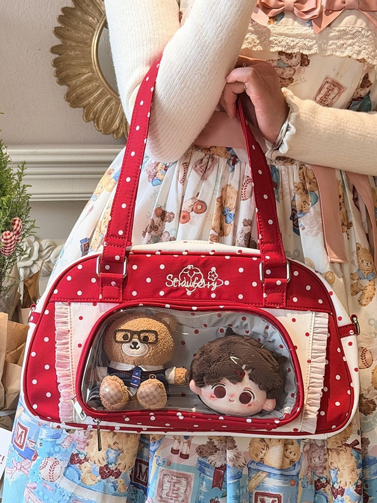 Red Strawberry Print Polka Dot Ita Crossbody Bag