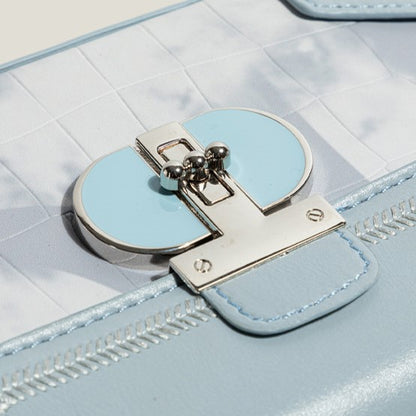Box Turn-lock PU Bag Blue with Closure