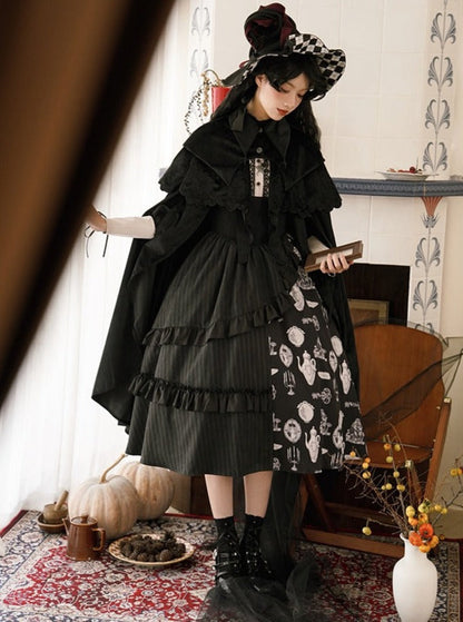 サスペンダースカート + エレガントなプジブラウスプリントデザインオリジナルKula