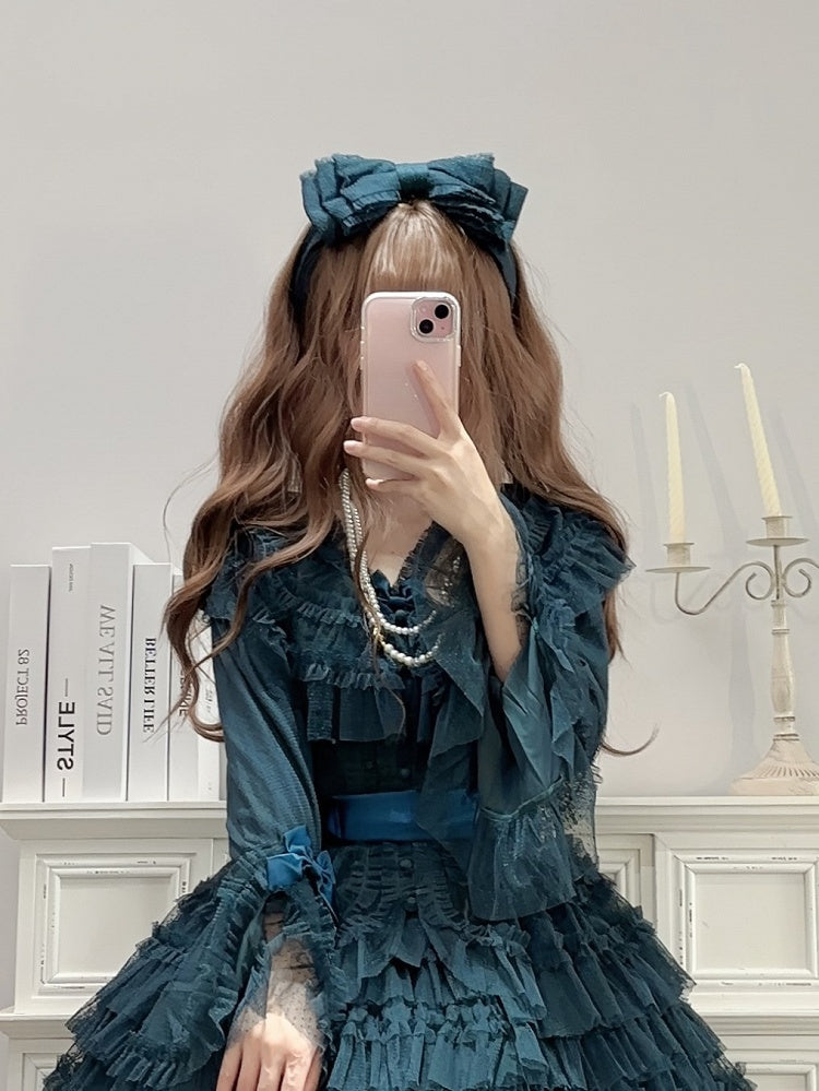 Lace Green Bow Details KC Lolita Pink/Yellow/Gray/Dark with