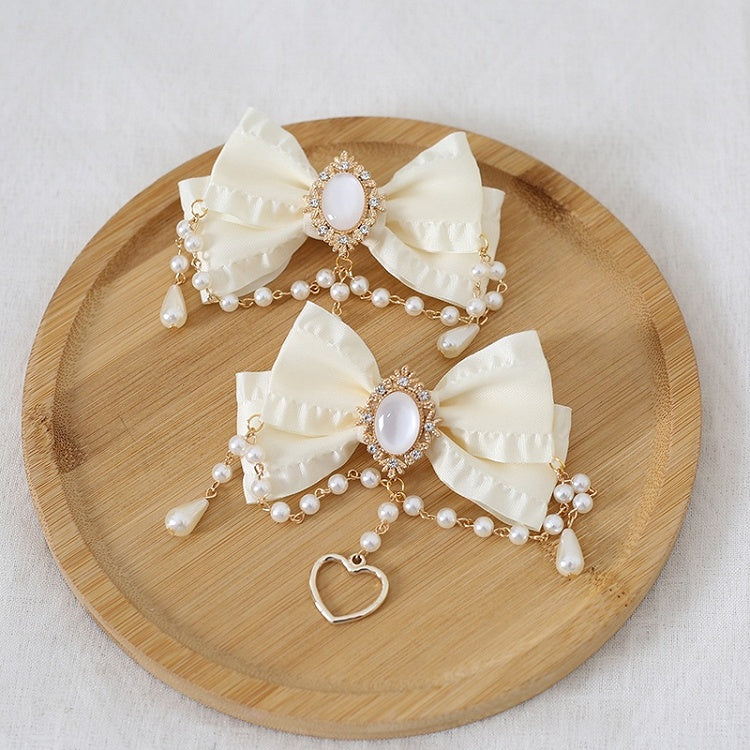 And 10 A Gorgeous Bowknot Pair Heart Of Chain Bead Charm Brooch Colors